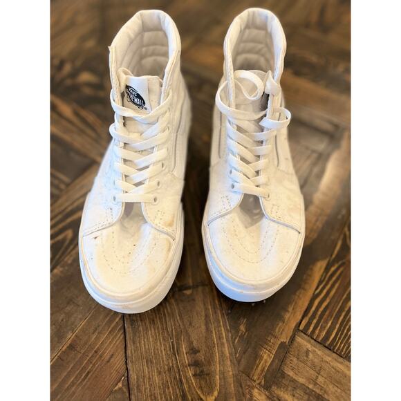 Vans Sk8 Hi Stacked High Top Platform Sneakers White Shoes Women 7 Skateboarding - Picture 12 of 16